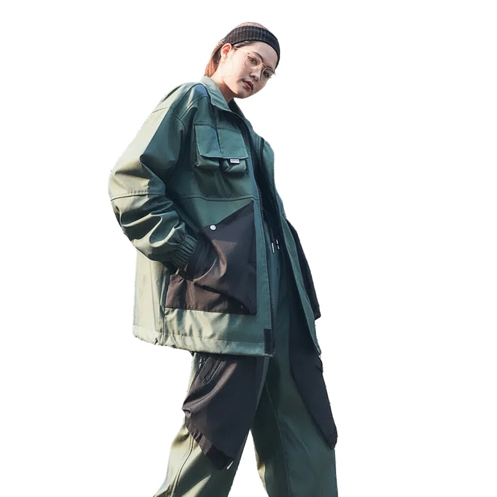 Color Block Baseball Uniform Jacket Women Loose Fit - Image 3