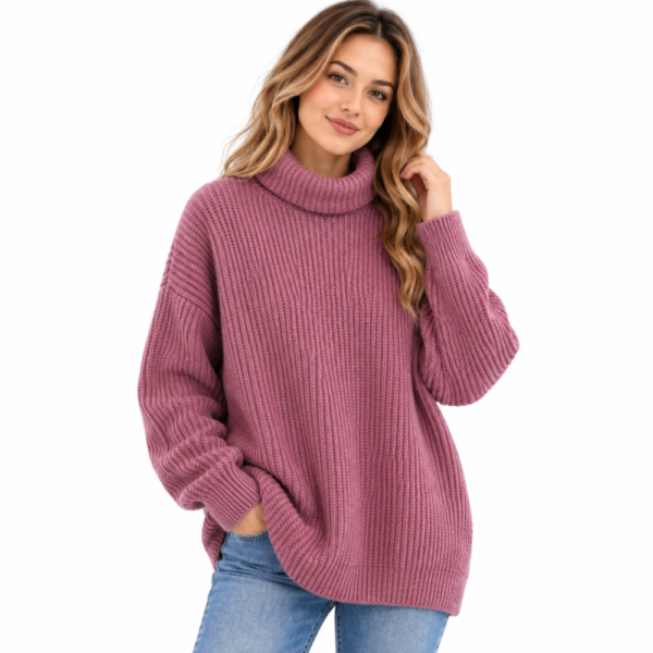 Turtleneck Sweater Women European Style Loose Knit